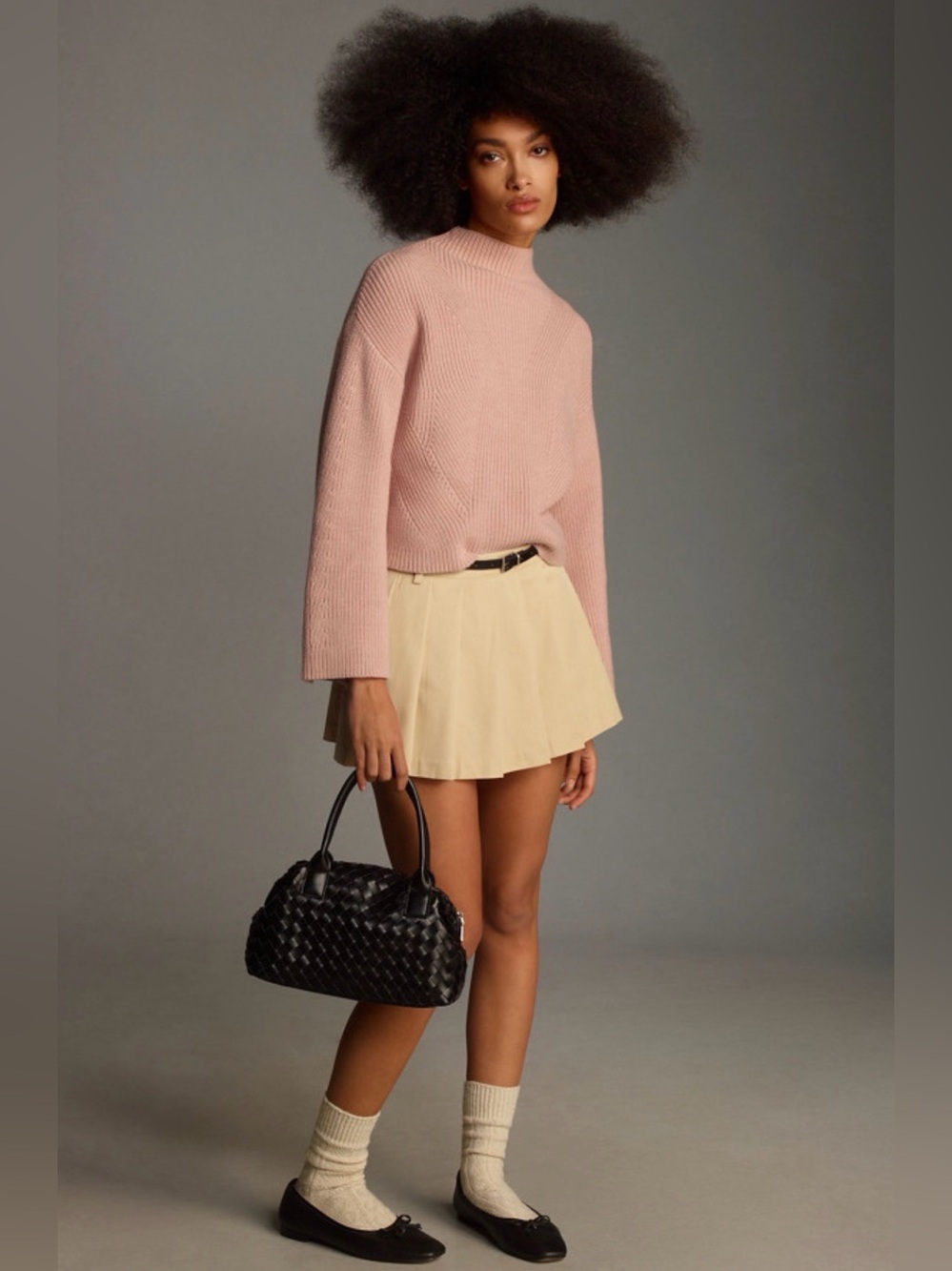 Anthropologie Pleated Mini Skirt in Light Tan